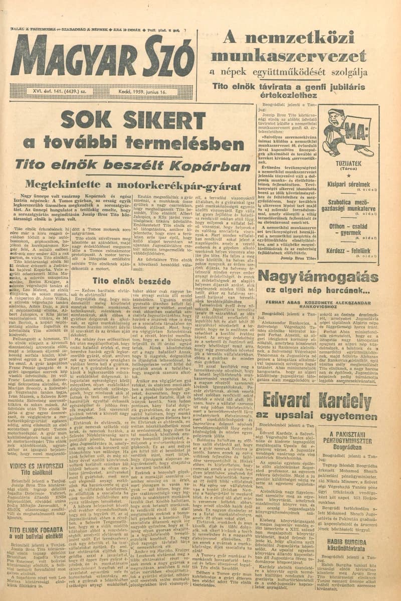Magyar Szó, 16. évf. 1959. június 16. 141. sz. 1–22. oldal