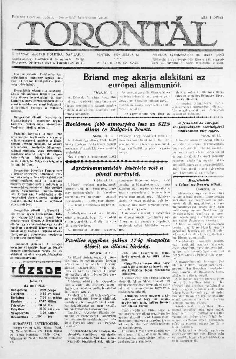 Torontál, 58. évf. 1929. július 12. 158. sz.