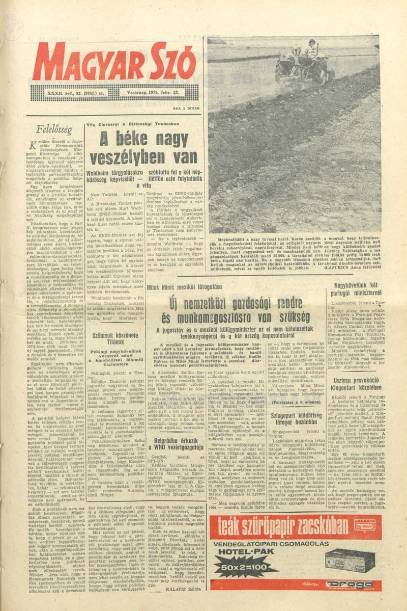 Magyar Szó, 32. évf. 1975. február 23. 52. sz.