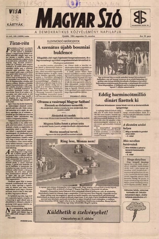 Magyar Szó, 51. évf. 1994. augusztus 13. 169. sz. 1–16. oldal
