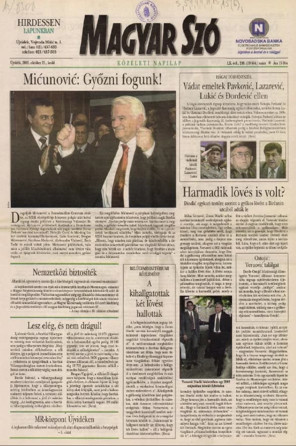 Magyar Szó, 60. évf. 2003. október 21. 249. sz. 1–20. oldal