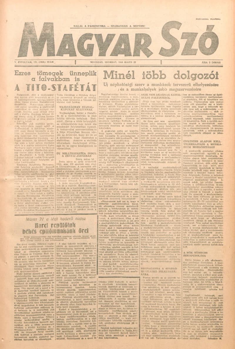 Magyar Szó, 5. évf. 1948. május 21. 121. sz. 1–4. oldal