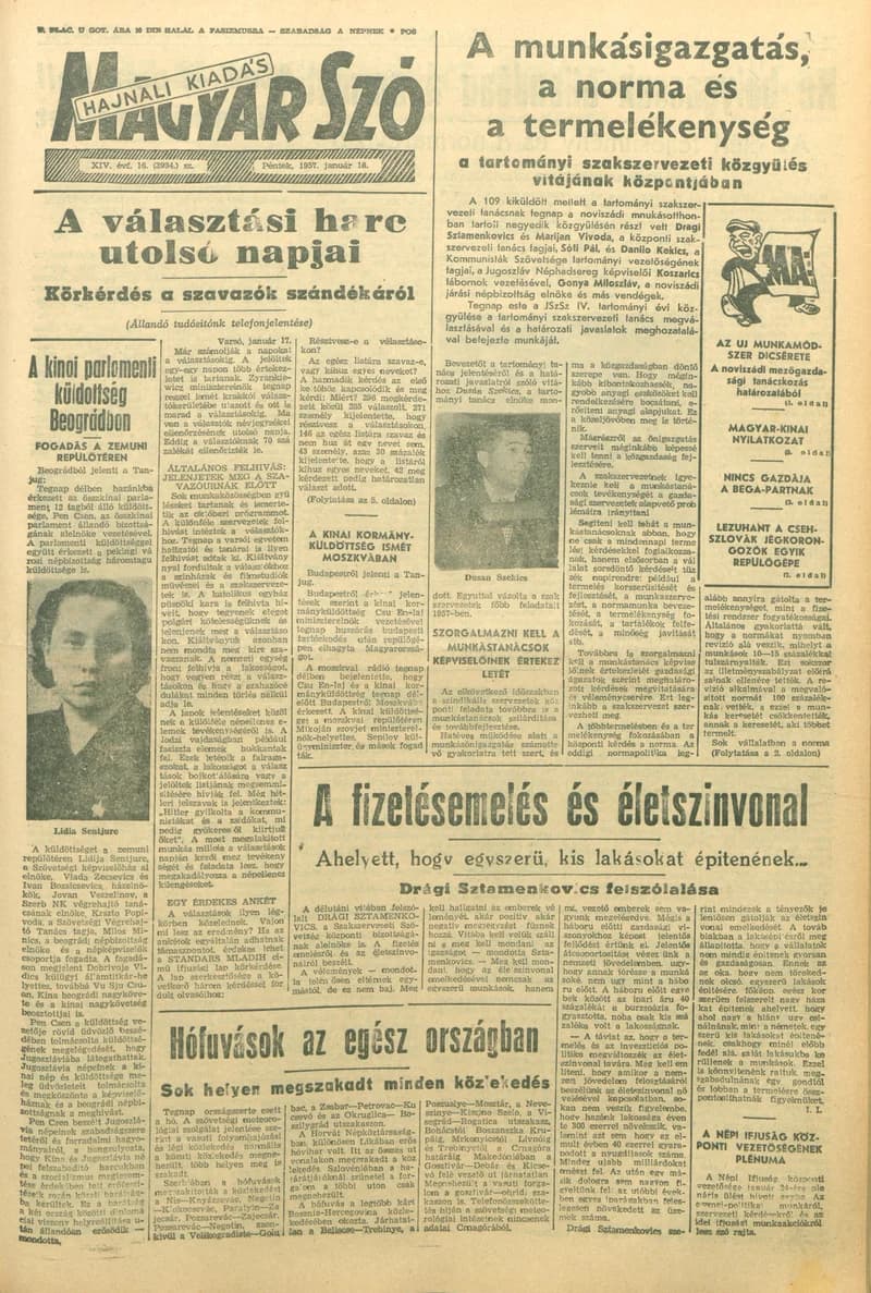 Magyar Szó, 14. évf. 1957. január 18. 16. sz. 1–14. oldal
