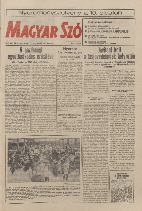 Magyar Szó, 42. évf. 1985. március 17. 74. sz. 1–32. oldal