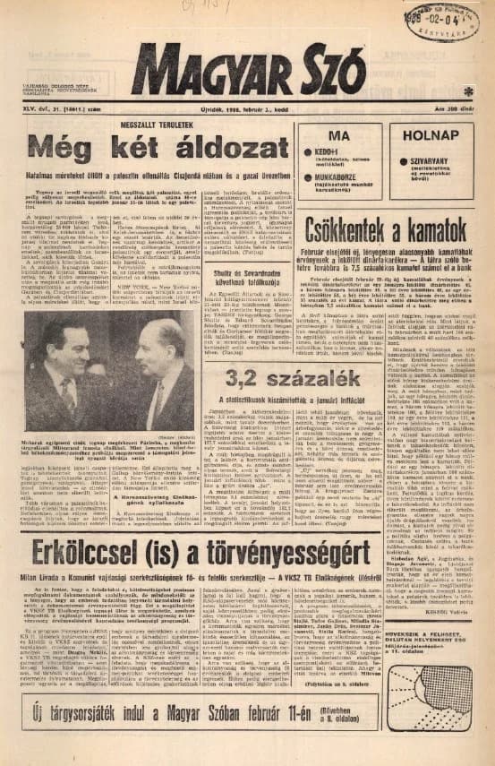 Magyar Szó, 45. évf. 1988. február 2. 31. sz. 1–20. oldal