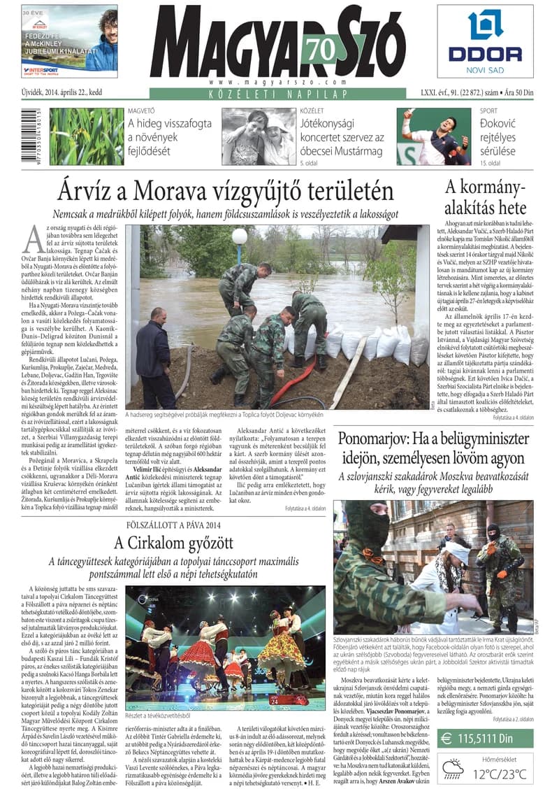 Magyar Szó, 71. évf. 2014. április 22. 91. sz. 1–20. oldal