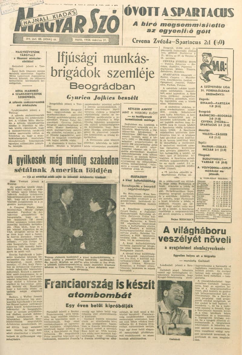 Magyar Szó, 15. évf. 1958. március 31. 88. sz. 1–10. oldal