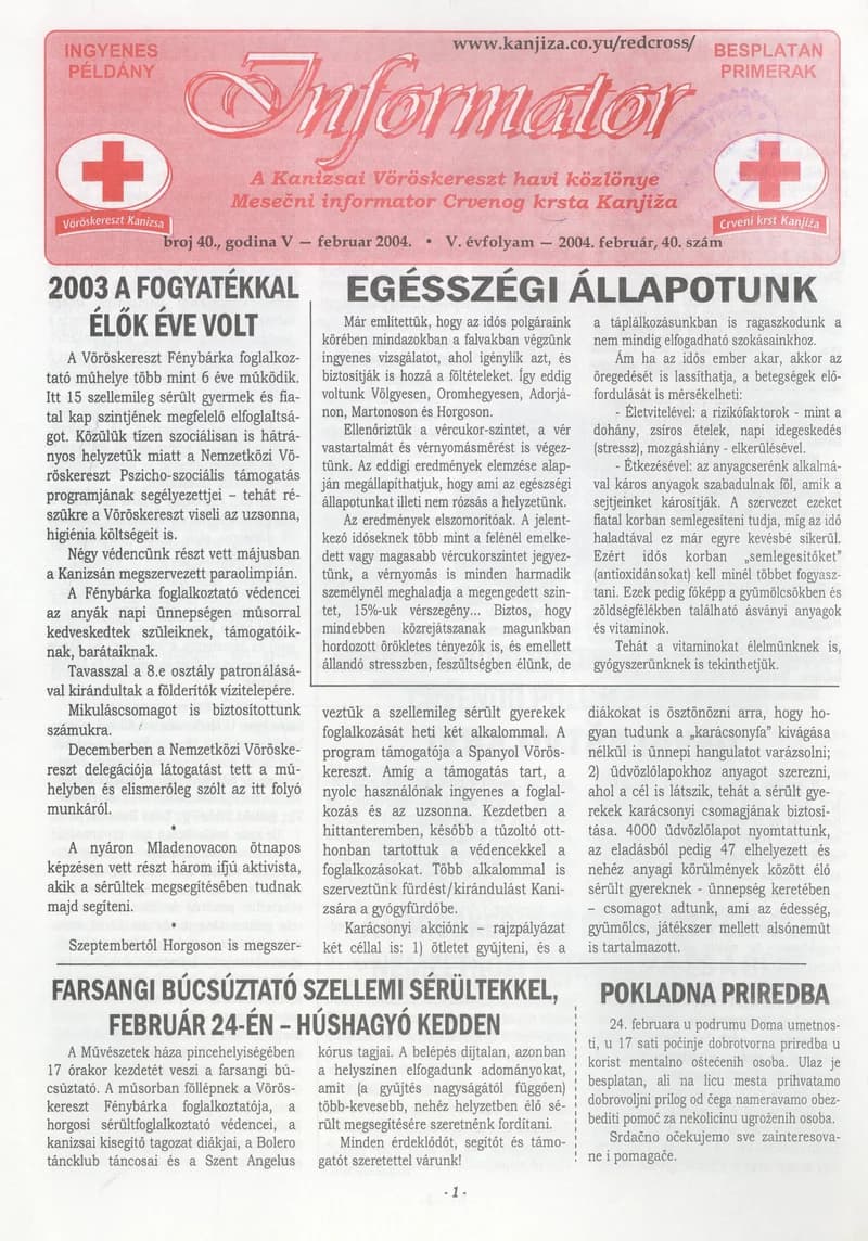 Informator, 5. évf. 2004. február 1. 40. sz.