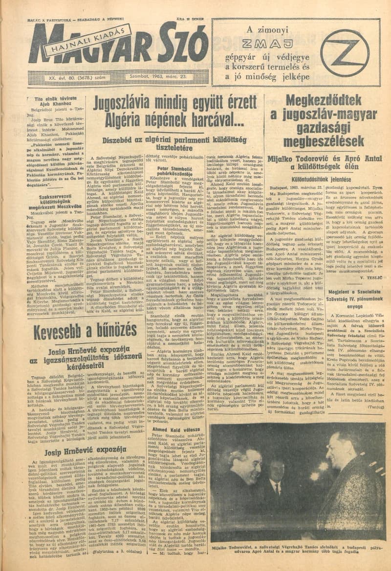 Magyar Szó, 20. évf. 1963. március 23. 80. sz. 1–12. oldal