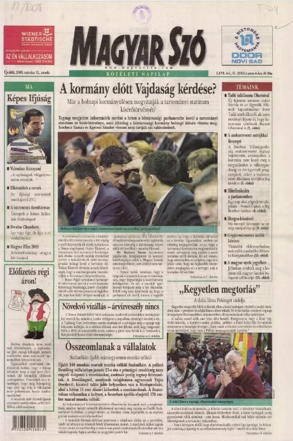 Magyar Szó, 66. évf. 2009. március 11. 57. sz. 1–20. oldal