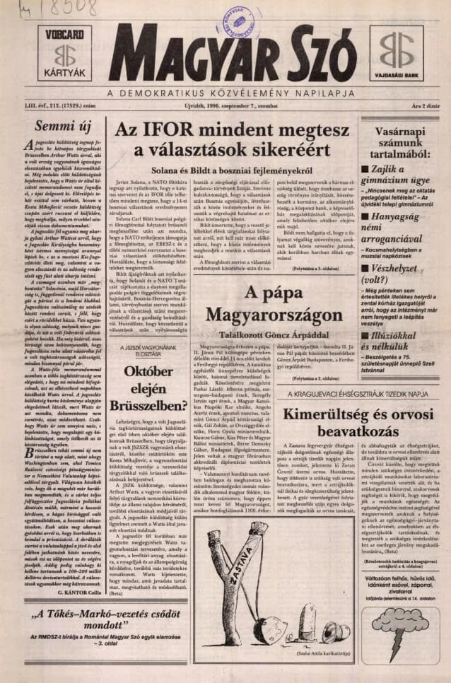 Magyar Szó, 53. évf. 1996. szeptember 7. 212. sz. 1–16. oldal