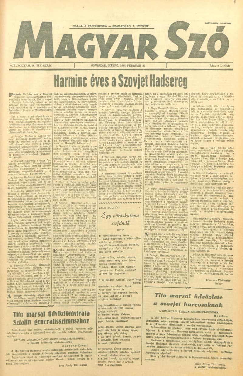 Magyar Szó, 5. évf. 1948. február 23. 46. sz. 1–6. oldal