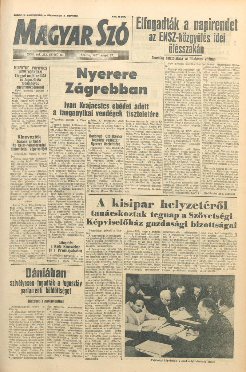 Magyar Szó, 18. évf. 1961. szeptember 27. 233. sz. 1–14. oldal