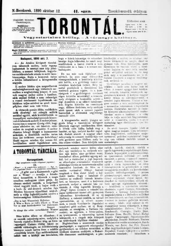 Torontál, 19. évf. 1890. október 12. 41. sz.