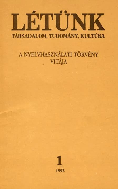 Létünk, 22. évf. 1992. január – február. 1. sz. 1–95. oldal