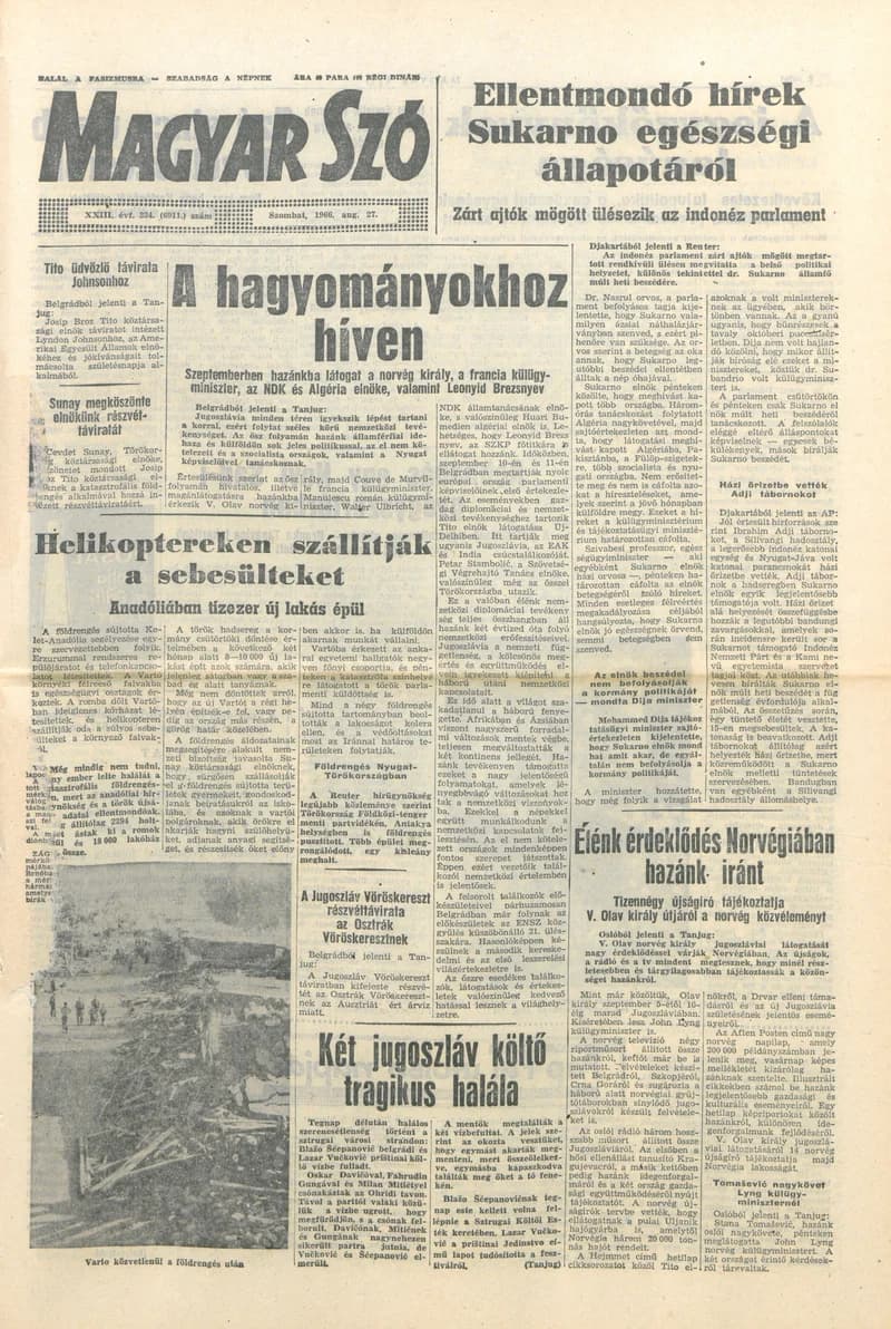 Magyar Szó, 23. évf. 1966. augusztus 27. 234. sz.