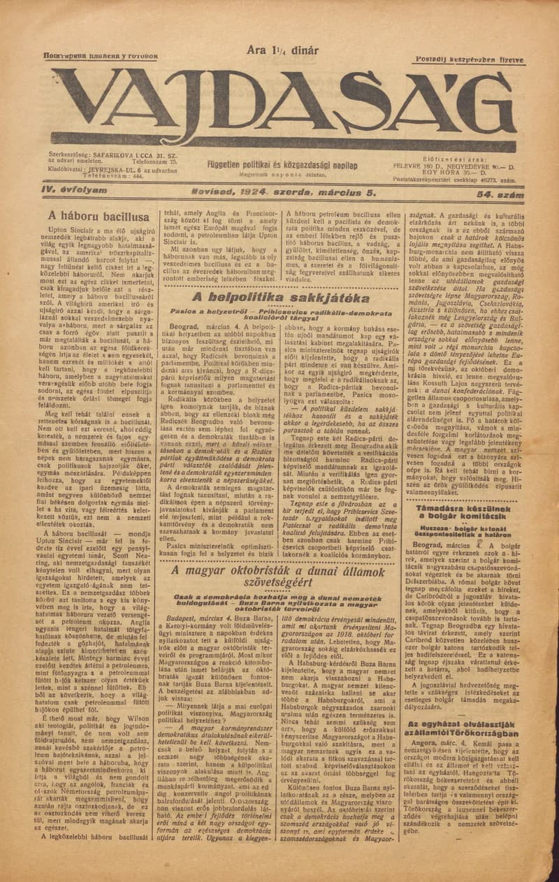 Vajdaság, 4. évf. 1924. március 5. 54. sz.