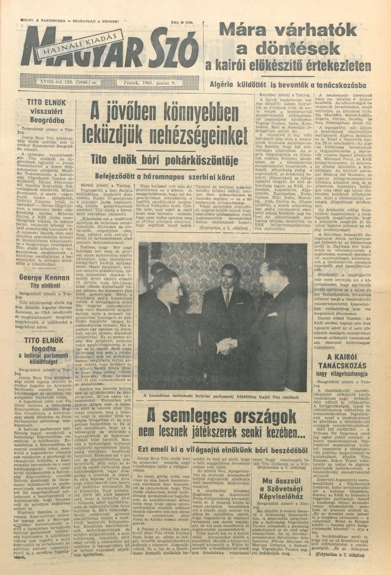 Magyar Szó, 18. évf. 1961. június 9. 133. sz. 1–16. oldal