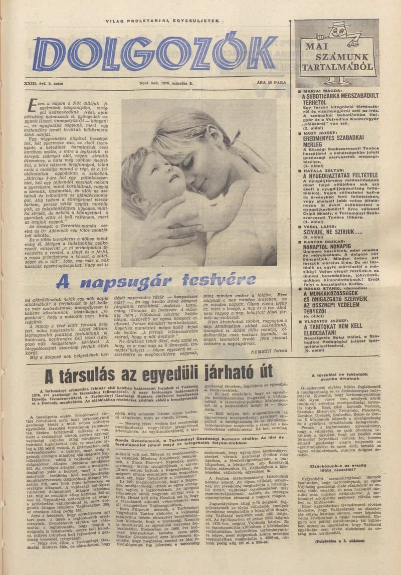 Dolgozók, 24. évf. 1970. március 6. 9. sz.