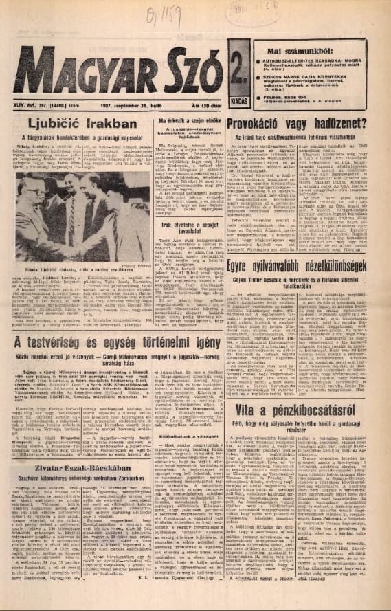 Magyar Szó, 44. évf. 1987. szeptember 28. 1–16. oldal