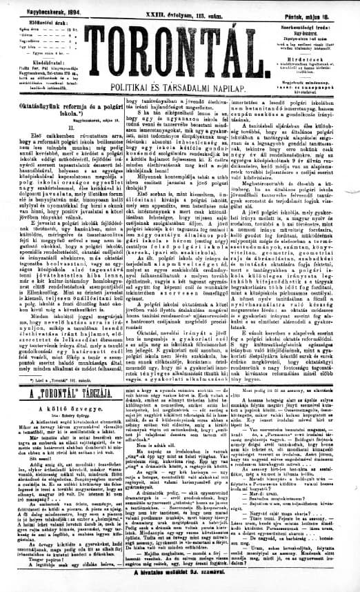 Torontál, 23. évf. 1894. május 18. 113. sz.