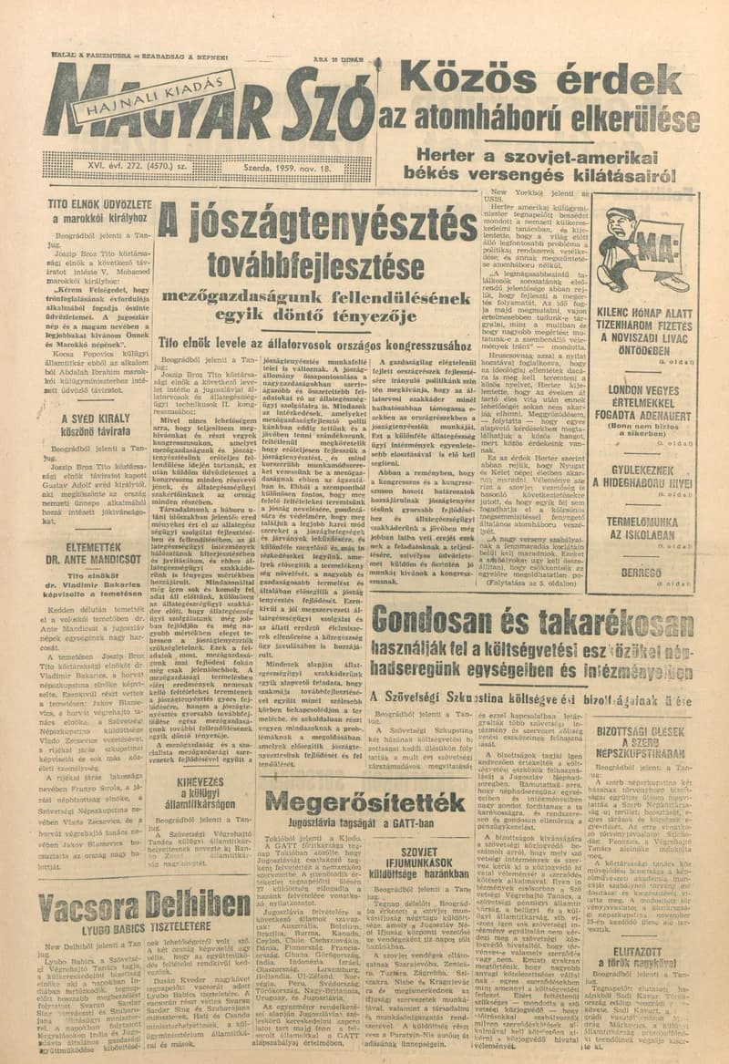 Magyar Szó, 16. évf. 1959. november 18. 272. sz. 1–18. oldal