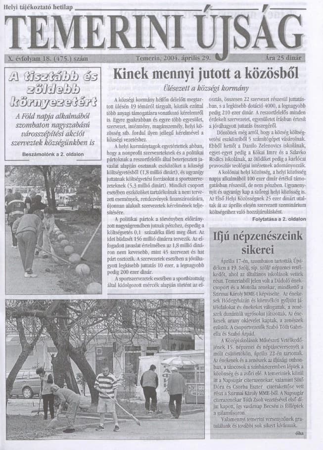 Temerini Újság, 10. évf. 2004. április 29. 18. sz.