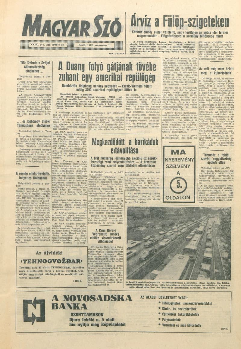 Magyar Szó, 29. évf. 1972. augusztus 1. 210. sz. 1–16. oldal