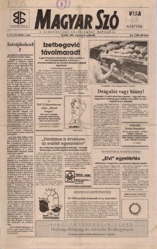 Magyar Szó, 50. évf. 1993. augusztus 5. 210. sz. 1–16. oldal