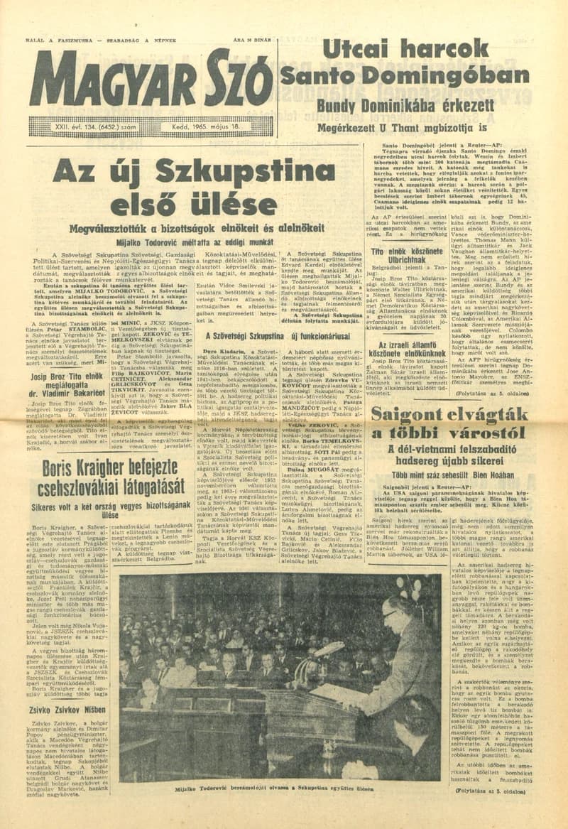 Magyar Szó, 22. évf. 1965. május 18. 134. sz. 1–16. oldal