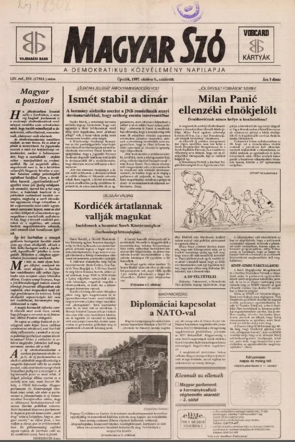 Magyar Szó, 54. évf. 1997. október 9. 238. sz. 1–16. oldal