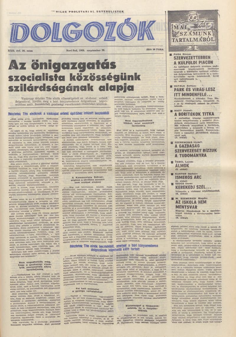 Dolgozók, 23. évf. 1969. szeptember 26. 38. sz.