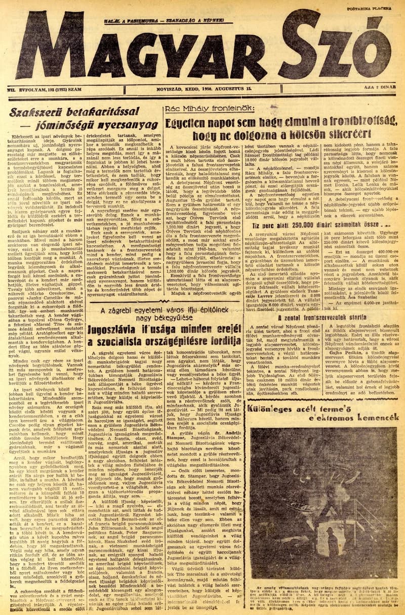 Magyar Szó, 7. évf. 1950. augusztus 15. 193. sz. 1–4. oldal