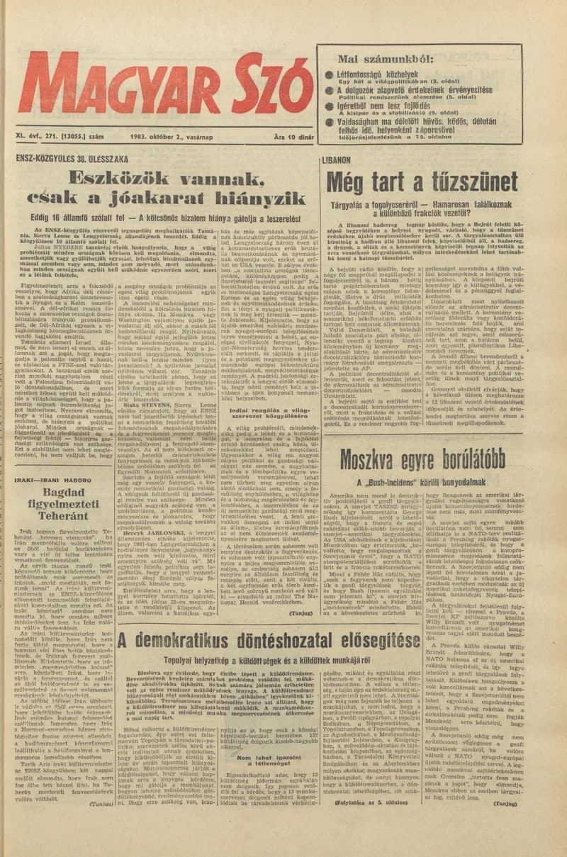 Magyar Szó, 40. évf. 1983. október 2. 271. sz.
