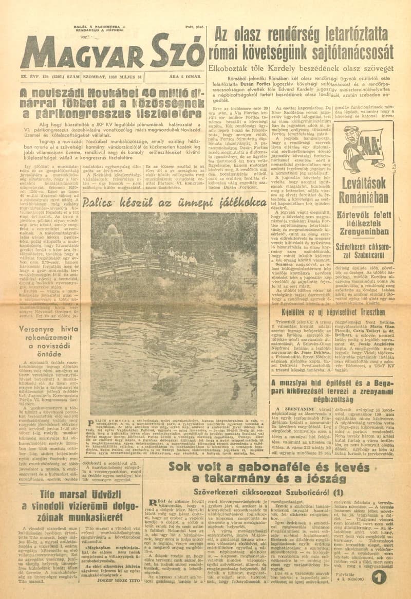 Magyar Szó, 9. évf. 1952. május 31. 129. sz. 1–6. oldal
