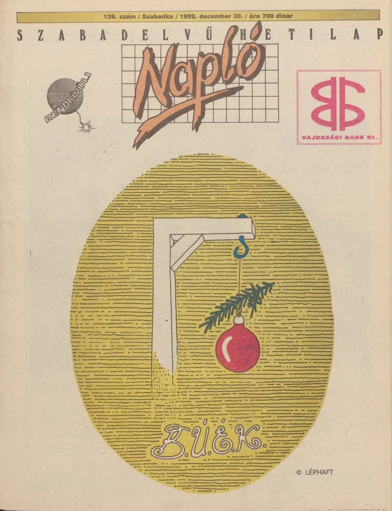 Napló - Szabadelvű hetilap, 3. évf. 1992. december 30. 139. sz.