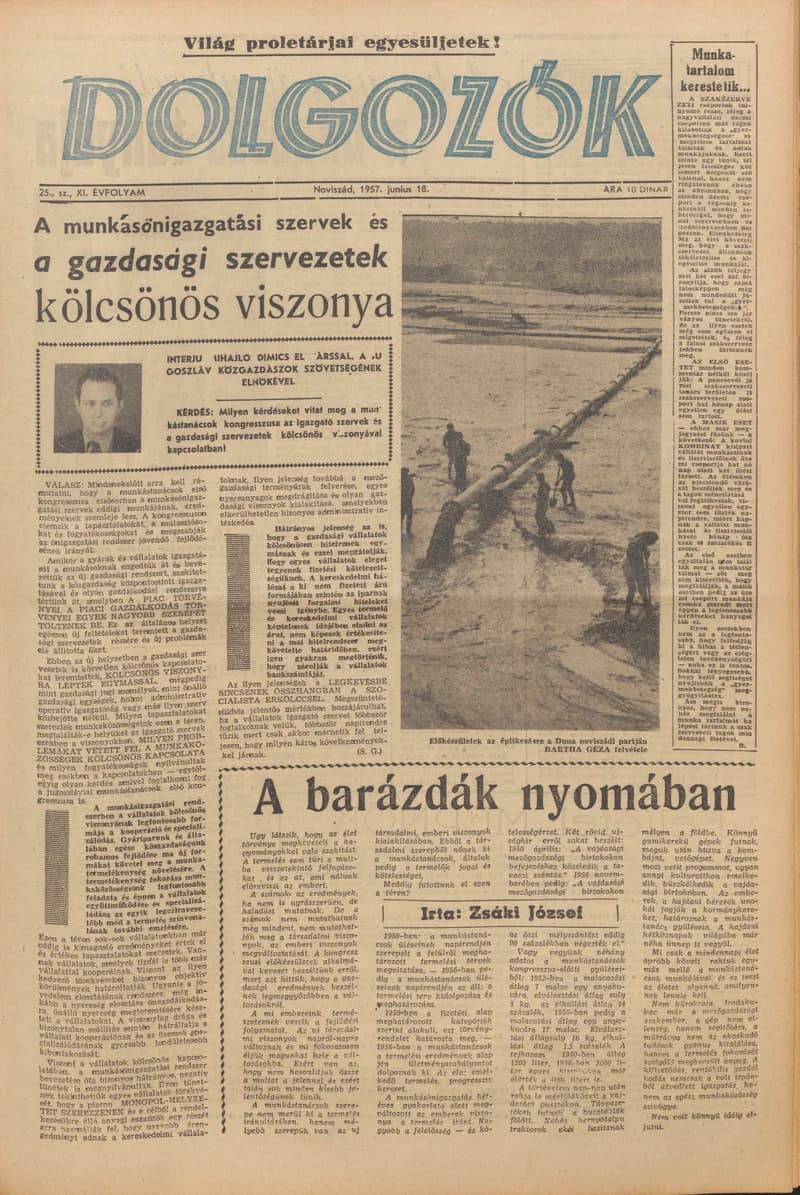 Dolgozók, 11. évf. 1957. június 18. 25. sz.