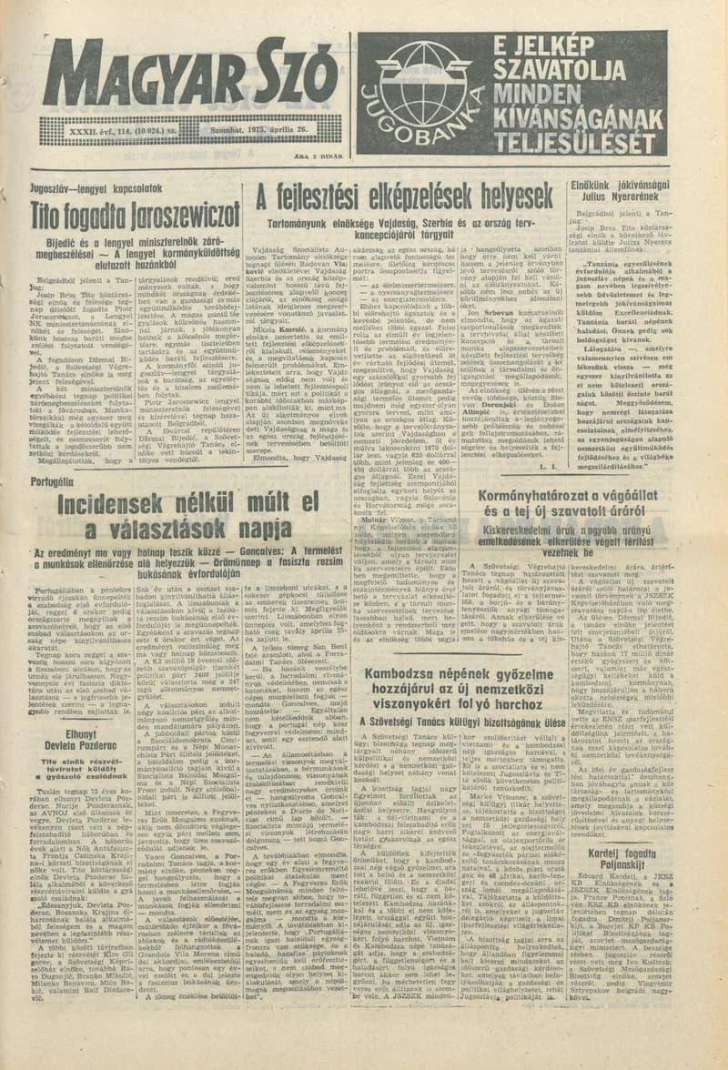 Magyar Szó, 32. évf. 1975. április 26. 114. sz.