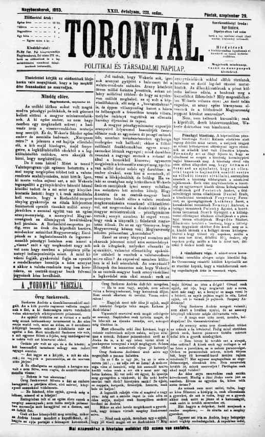 Torontál, 22. évf. 1893. szeptember 29. 223. sz.