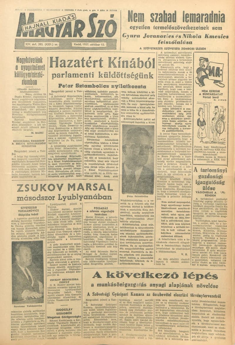 Magyar Szó, 14. évf. 1957. október 15. 283. sz. 1–14. oldal