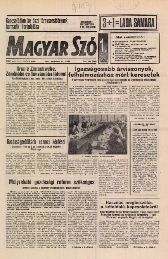 Magyar Szó, 44. évf. 1987. november 17. 317. sz. 1–20. oldal