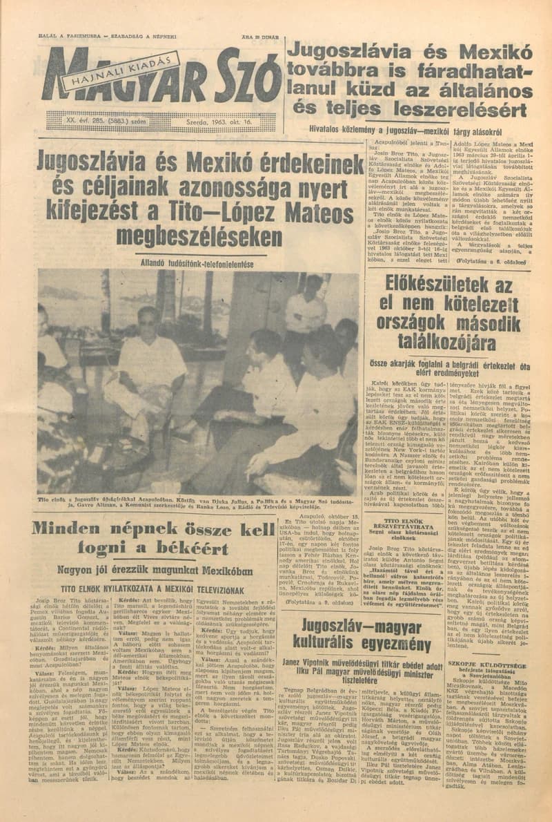 Magyar Szó, 20. évf. 1963. október 16. 285. sz. 1–16. oldal