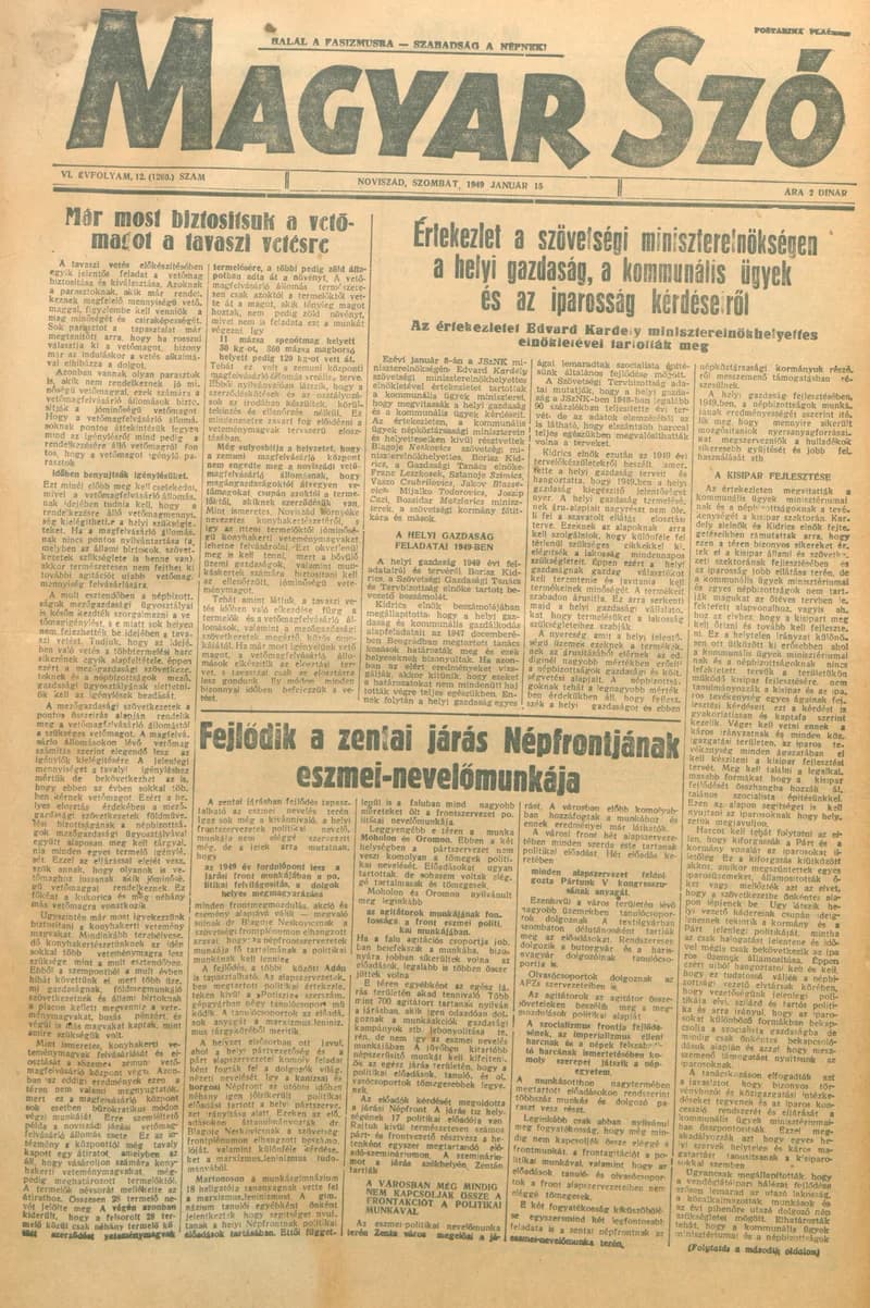 Magyar Szó, 6. évf. 1949. január 15. 12. sz. 1–4. oldal