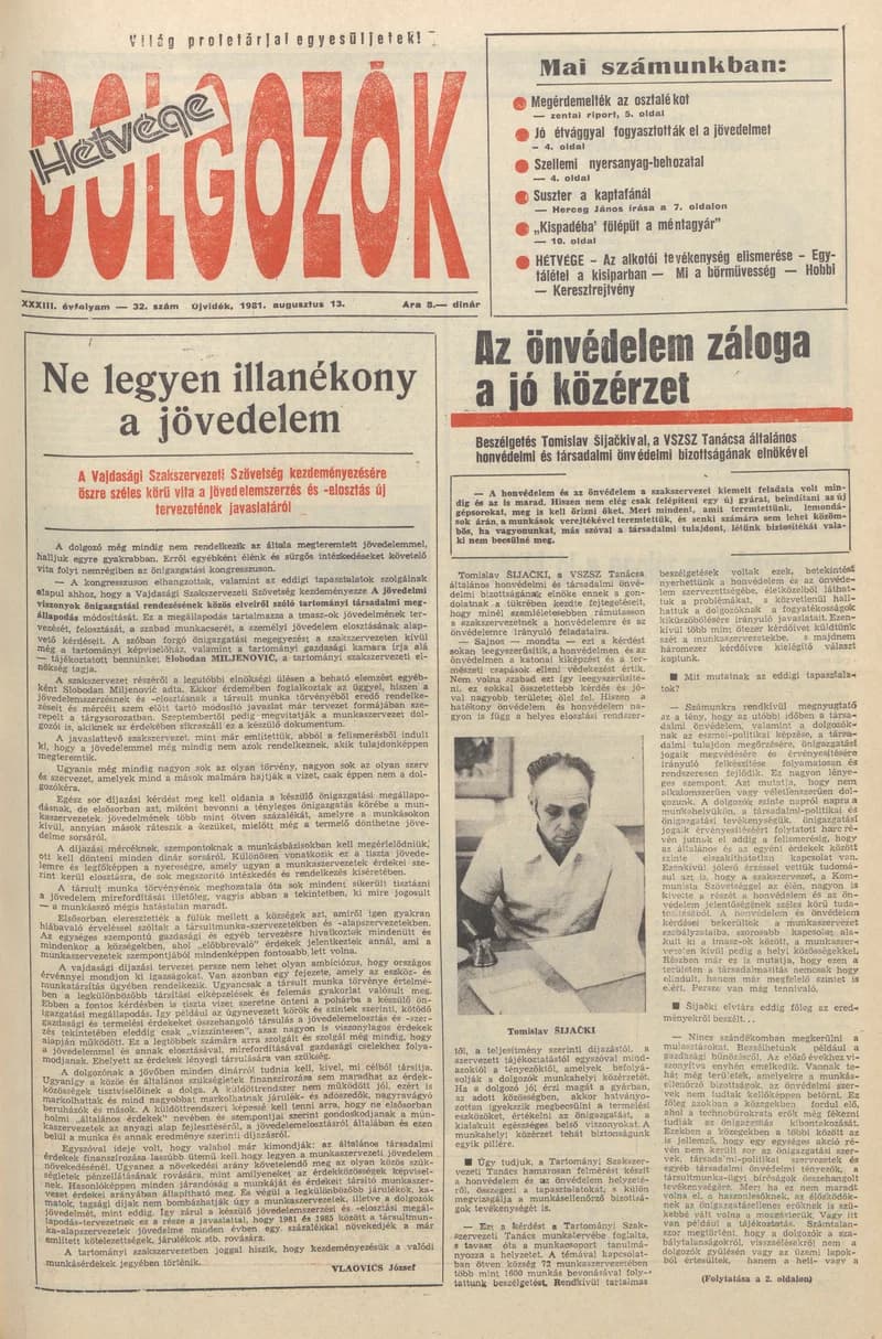 Dolgozók, 35. évf. 1981. augusztus 13. 32. sz.