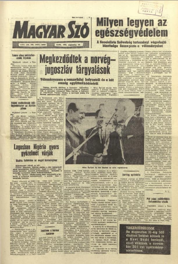 Magyar Szó, 25. évf. 1968. augusztus 20. 229. sz. 1–12. oldal