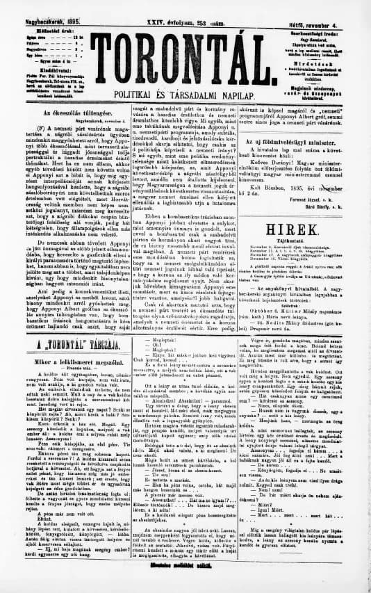 Torontál, 24. évf. 1895. november 4. 253. sz.