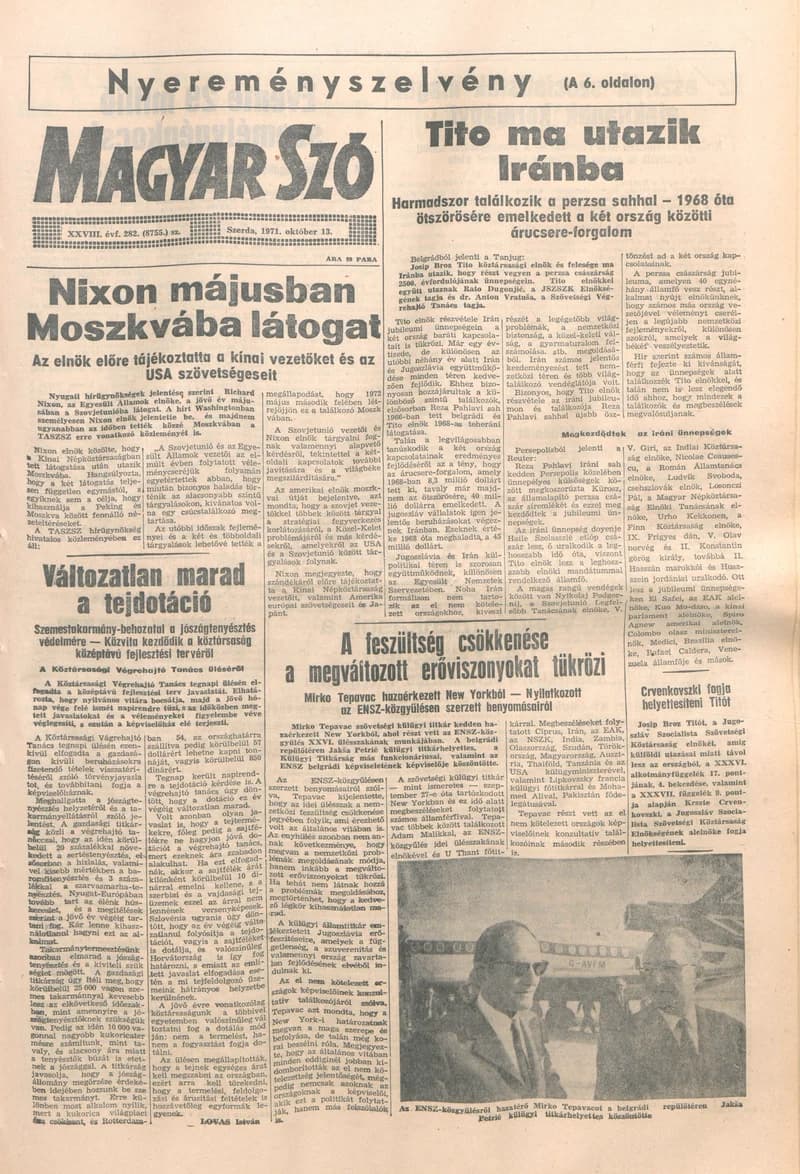 Magyar Szó, 28. évf. 1971. október 13. 282. sz. 1–16. oldal