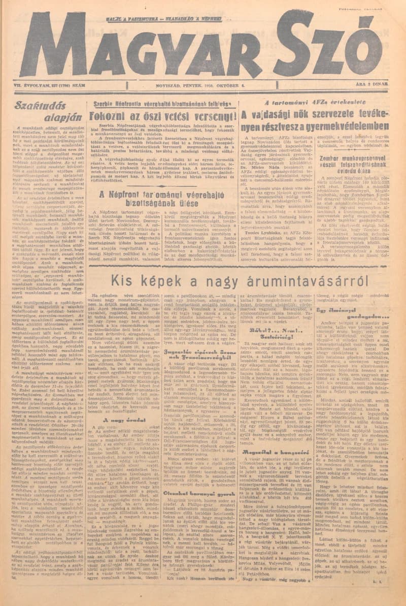 Magyar Szó, 7. évf. 1950. október 6. 237. sz. 1–4. oldal