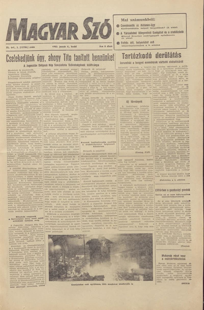 Magyar Szó, 40. évf. 1983. január 4. 2. sz. 1–16. oldal