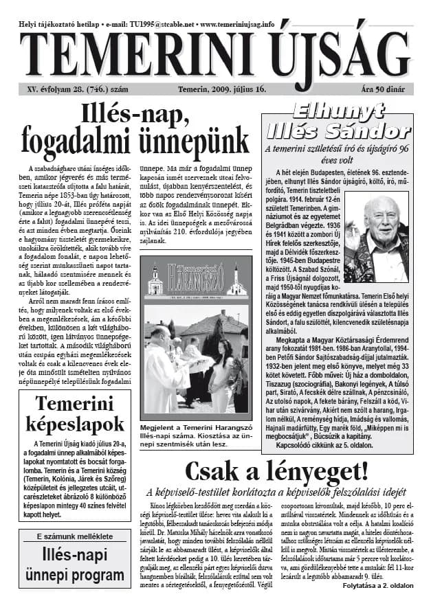 Temerini Újság, 15. évf. 2009. július 16. 28. sz.